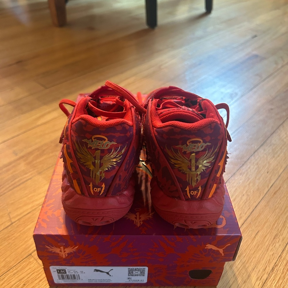 Puma Red Sneakers with Gold Details